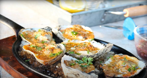 Coastal Flames: Fire-Roasted Oysters with Garlic-Parmesan Butter