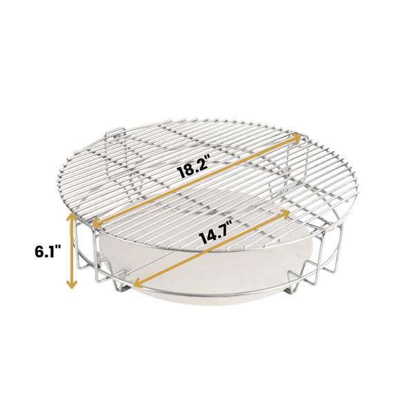 2-tier cooking system for 18" x 13" fire box, dimensions